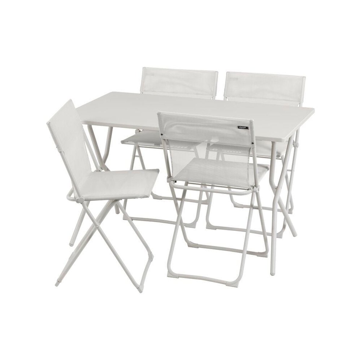 Ensemble 1 table 4 chaises pliantes - BALCONY beige seigle-seigle, LAFUMA MOBILIER