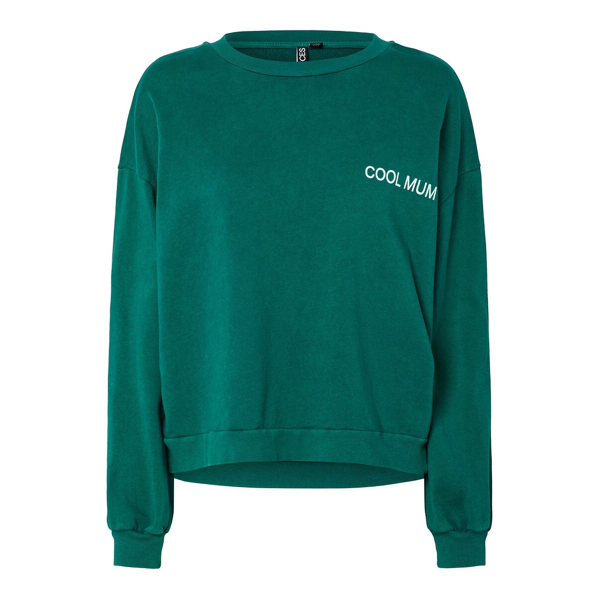 Sweatshirt met opschrift Cool Mum op de borst donkergroen, PIECES