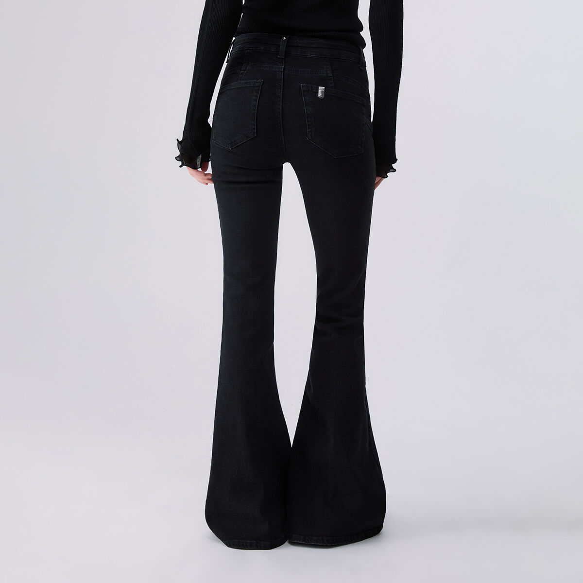 Jean bootcut taille haute denim noir, LIU JO