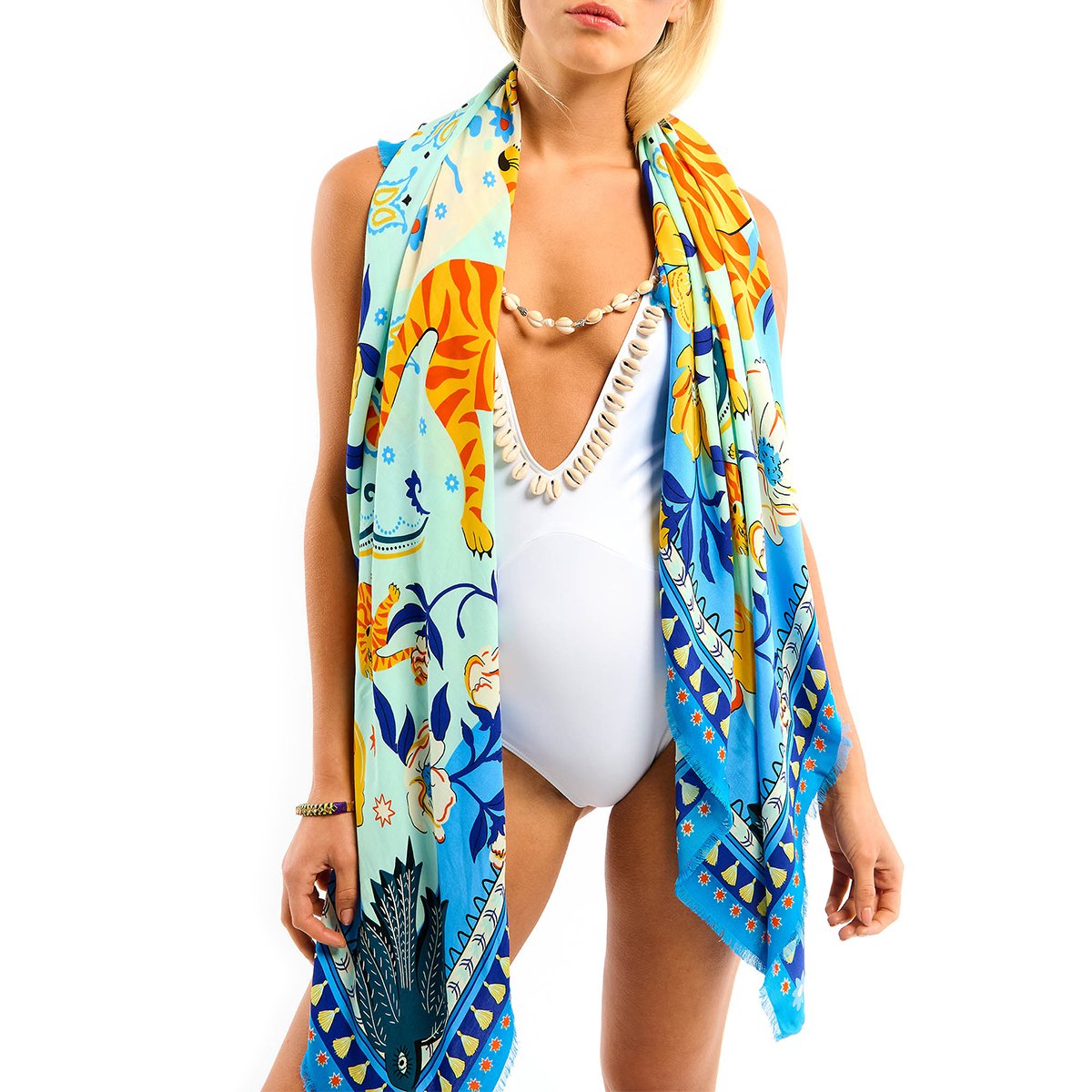 Grand foulard à motifs BANDIDAS bleu, WILD