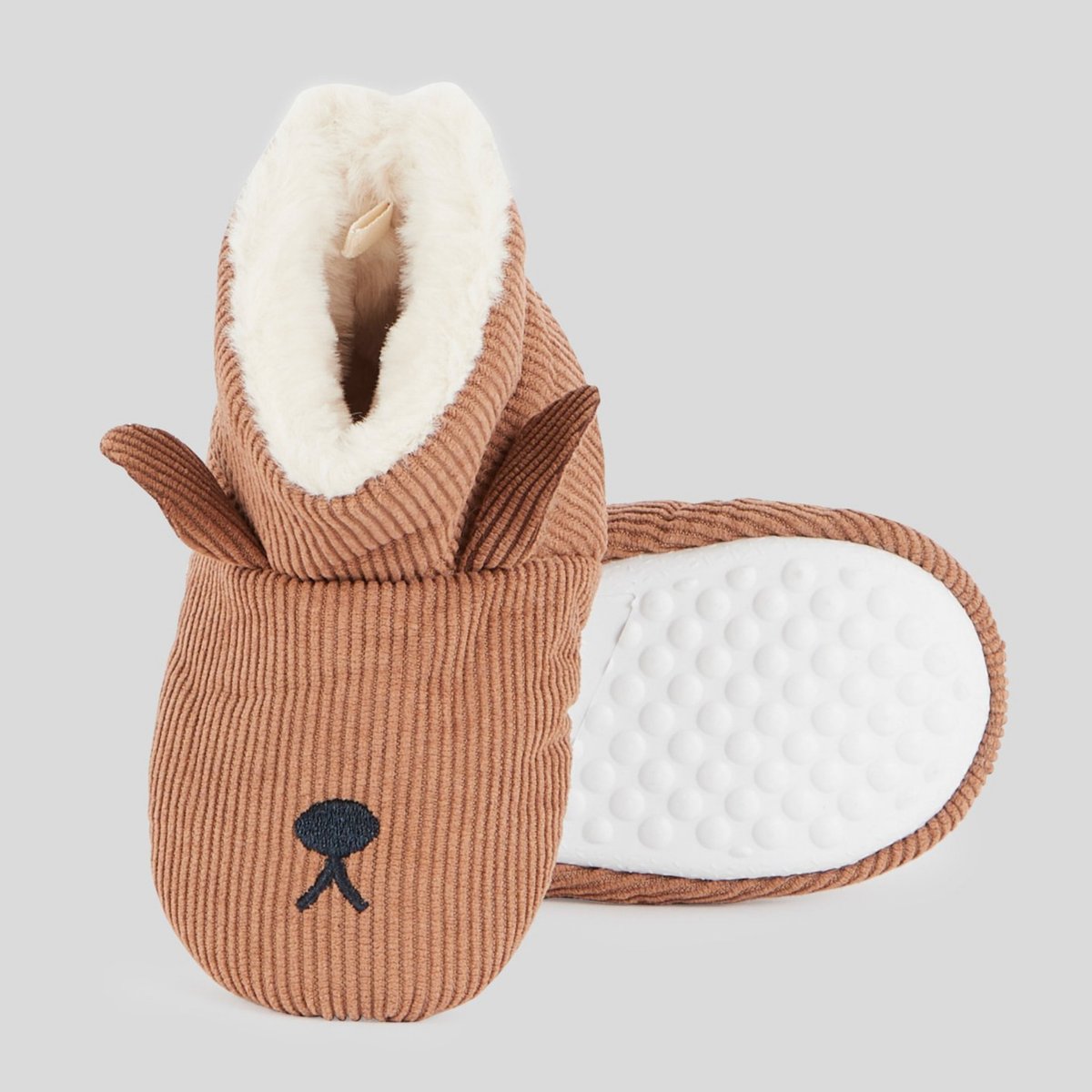 Chaussons fourrés animal gabardine, BOUT'CHOU