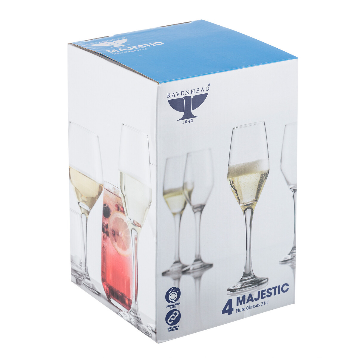 Set of 4 Majestic Champagne Flute Glasses transparent, RAVENHEAD