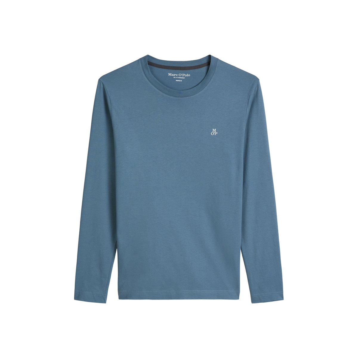 Manchette longue shaped en pur coton bio bleu moyen, MARC O'POLO
