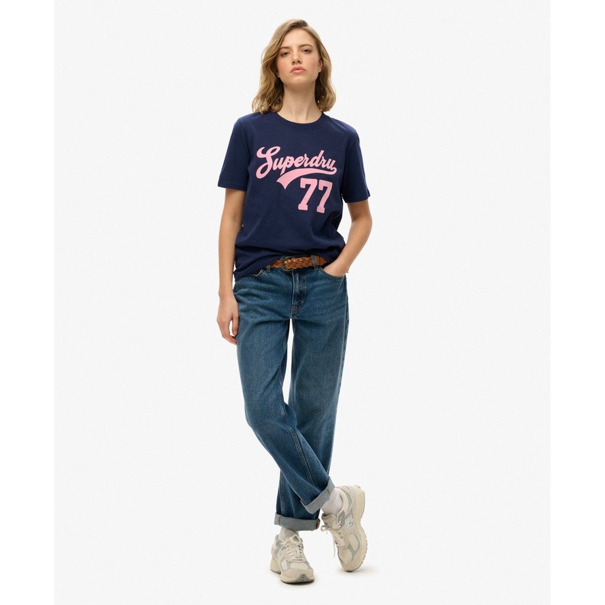 T-shirt Super 77 bleu marine atlantique, SUPERDRY