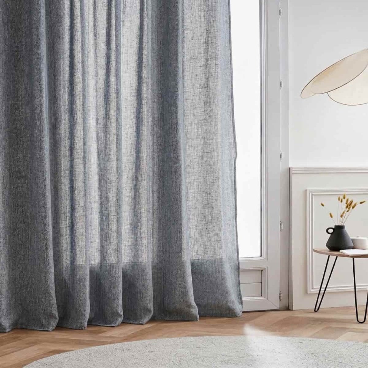 Rideau en coton 140x250cm gris, ORNAMI