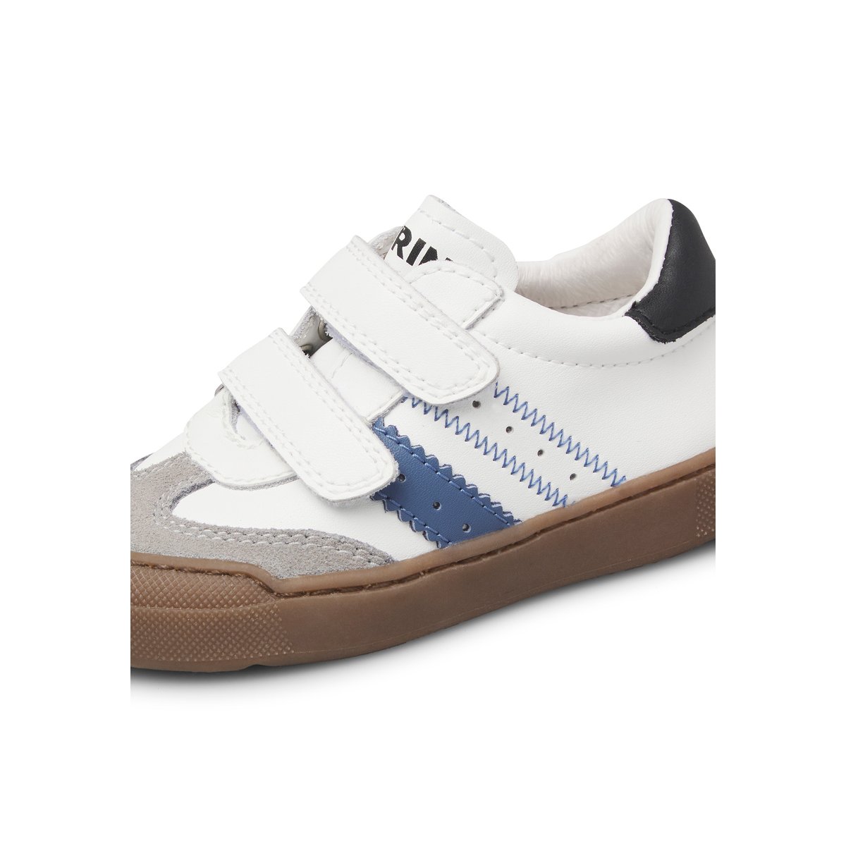 Sneakers en cuir et velours RIBY VL. blanc-gris-bleu, NATURINO