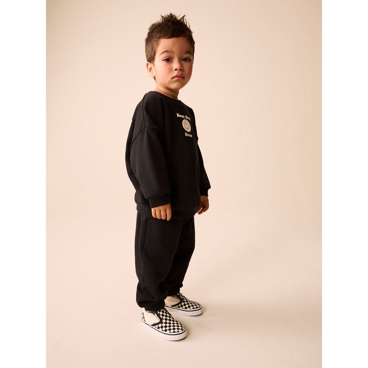 Ensemble jogging ras du cou semi uni noir, NEXT
