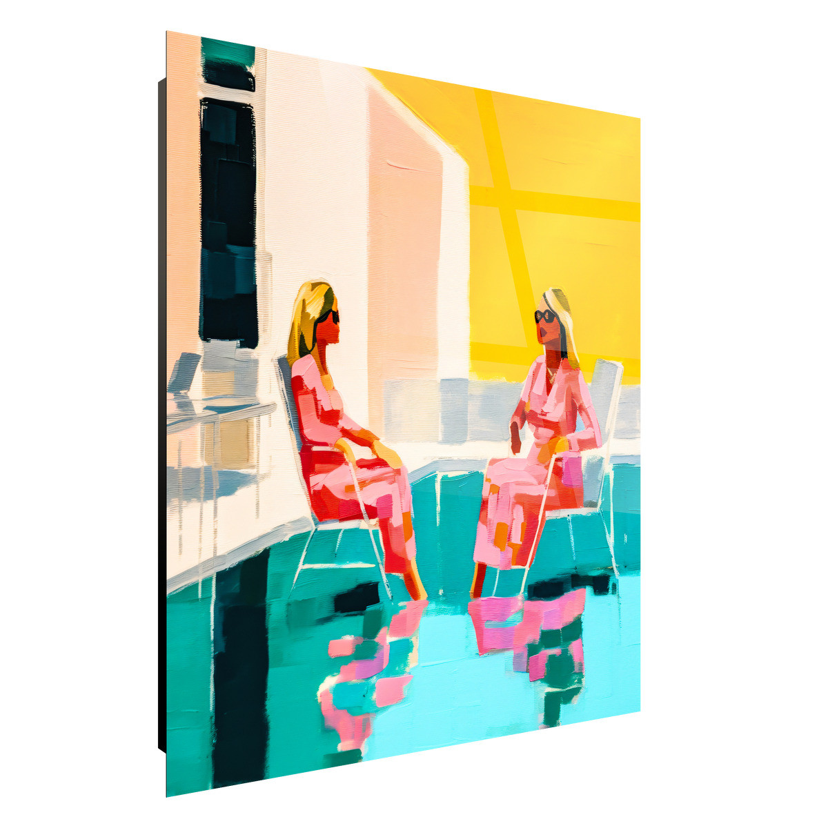 Tableau Sur Verre Amies Au Bord De La Piscine EFFET PEINTURE tableau en verre, CEANOTHE