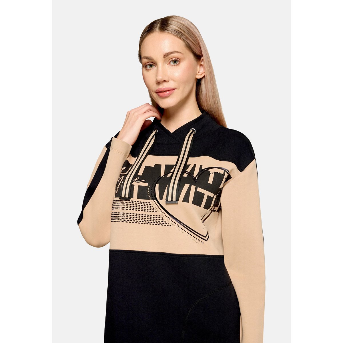 Robe en jersey à manches longues patch beige/black, BETTY BARCLAY