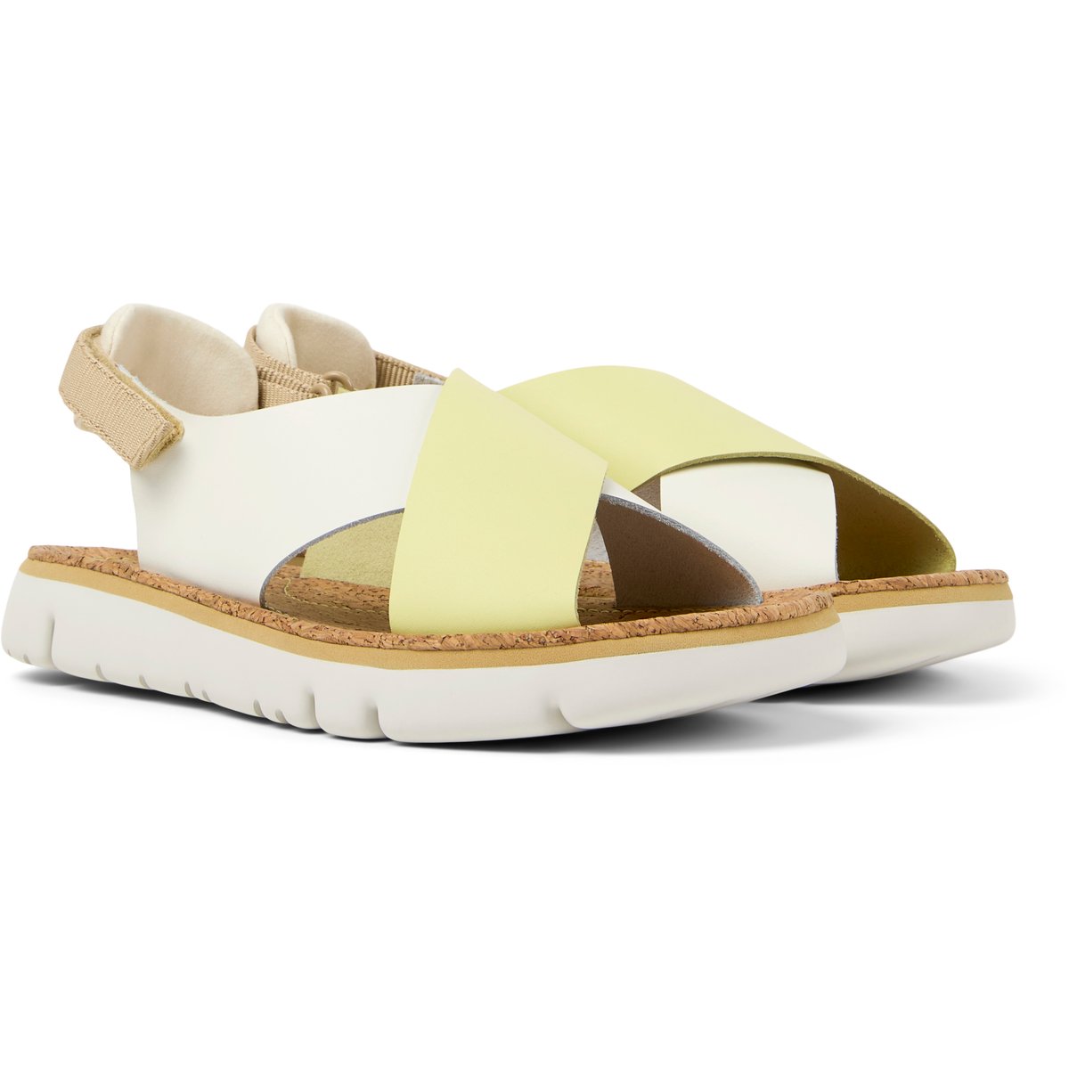 Sandales Cuir ORUGA blanc jaune, CAMPER