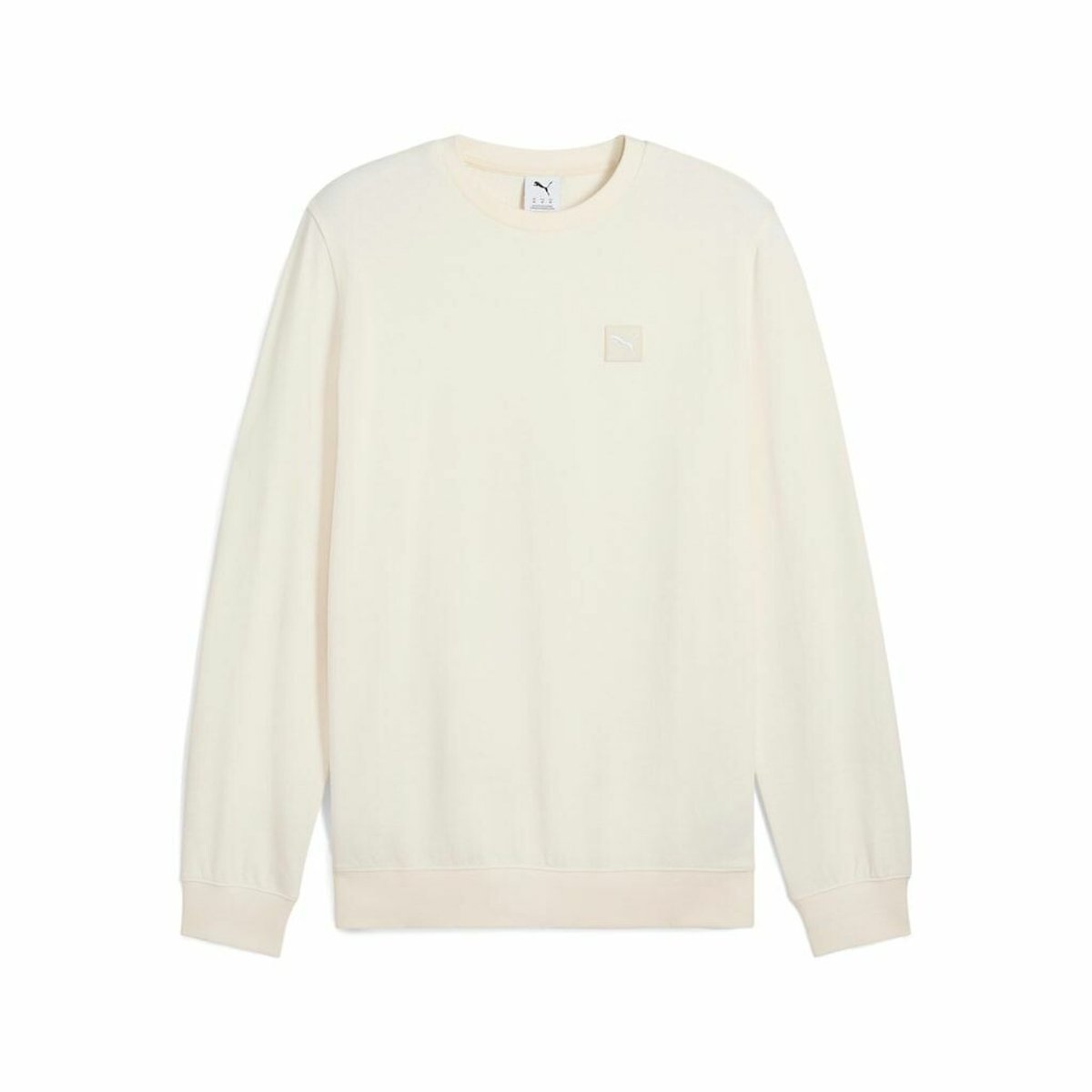 Sweat col rond logo brodé carré crème, PUMA