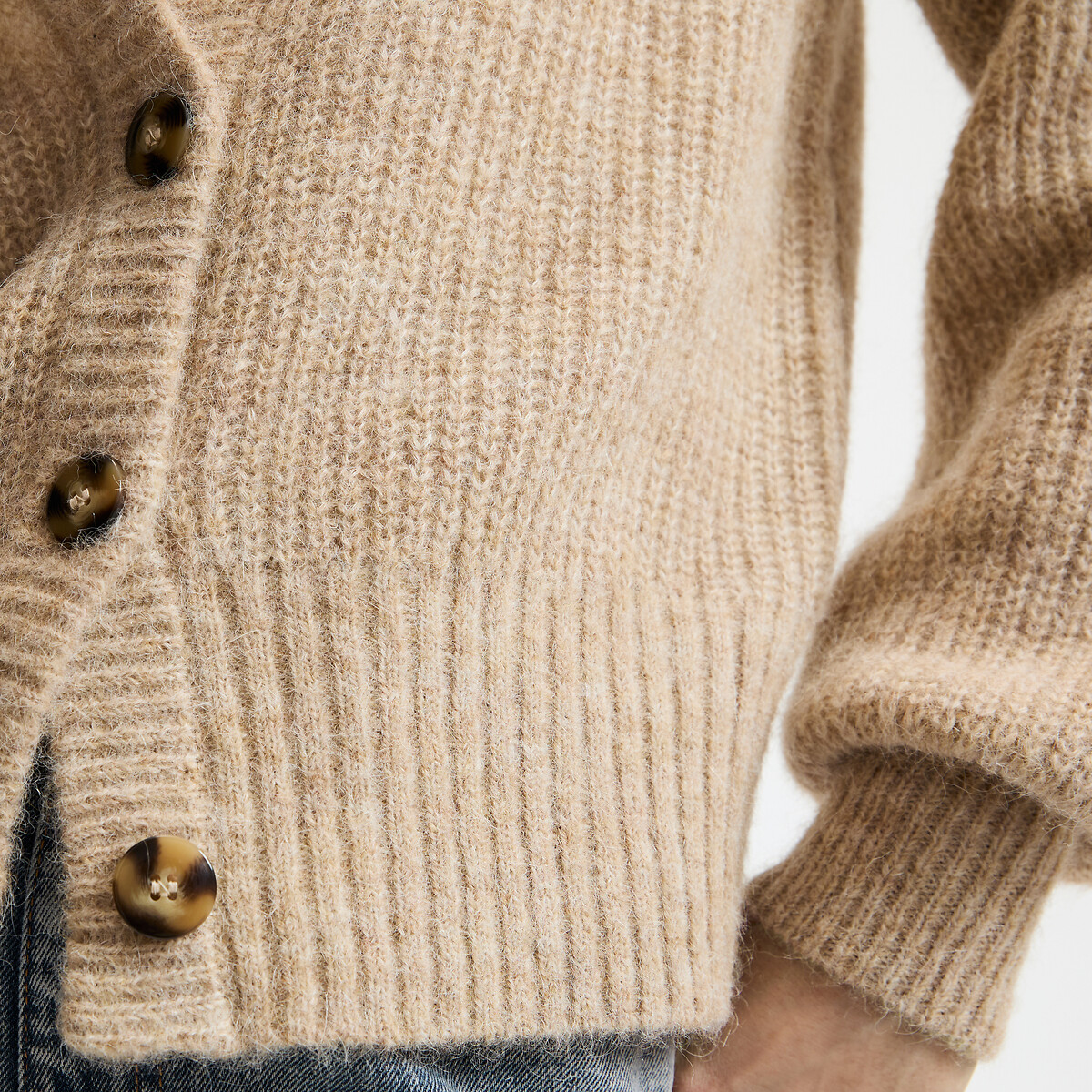 Signature Cardigan AMBROISE, Alpaka-Mix beige meliert, LA REDOUTE COLLECTIONS