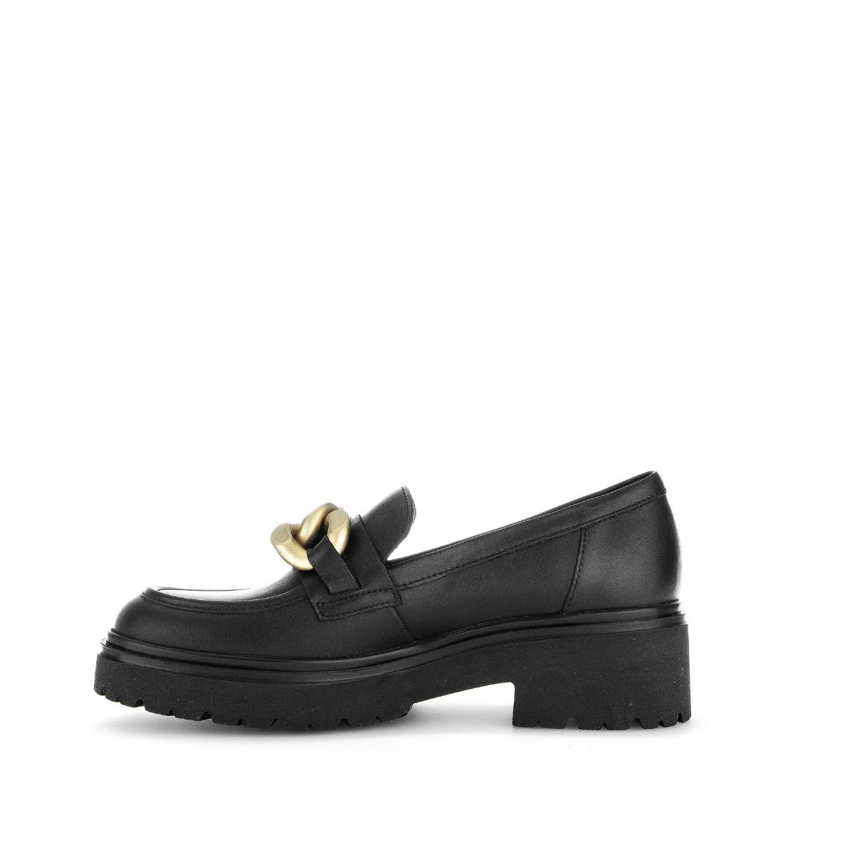 Mocassins en cuir lisse à talon décroché noir mat, GABOR