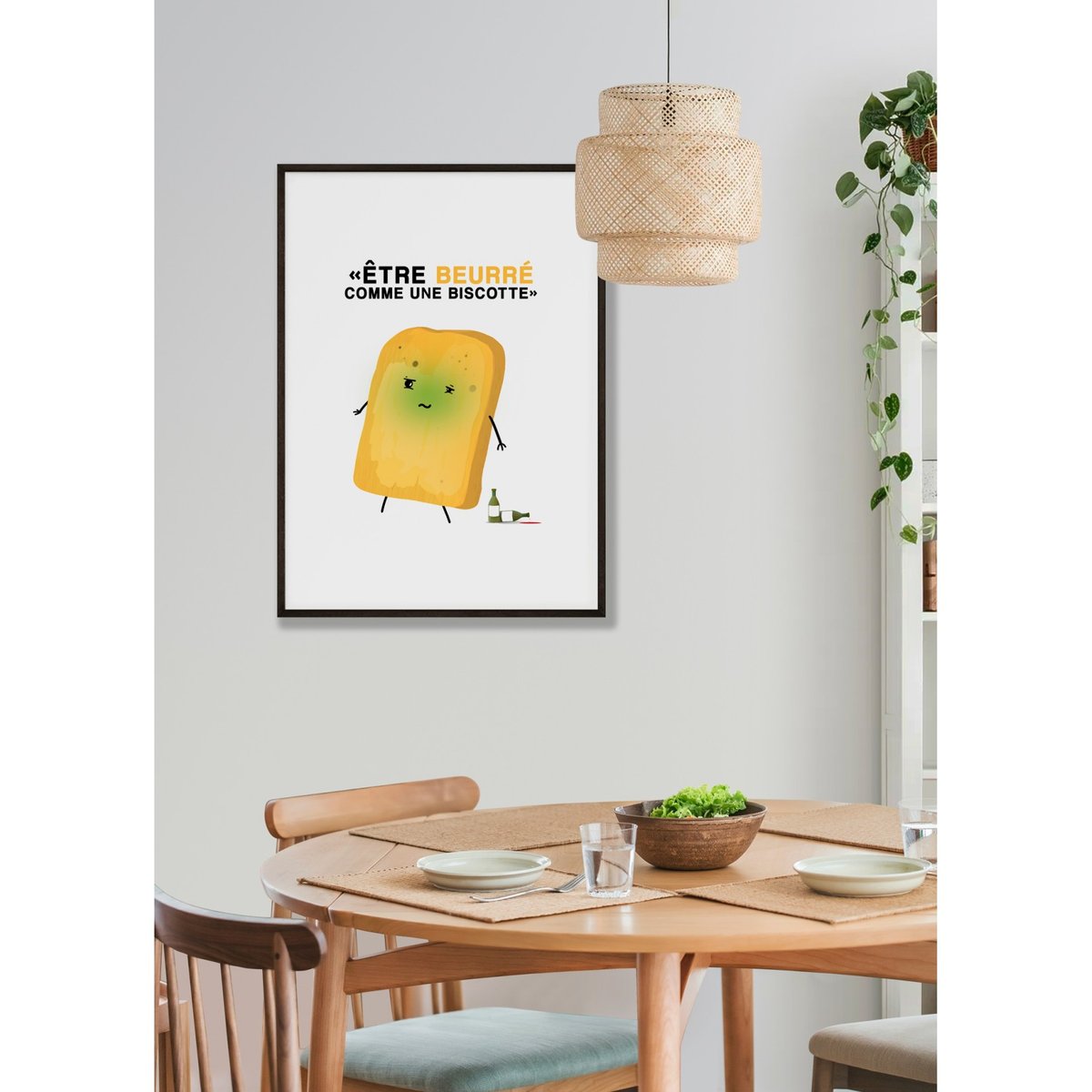 Affiche 'Être beurré comme une biscotte' blanc, L'AFFICHERIE