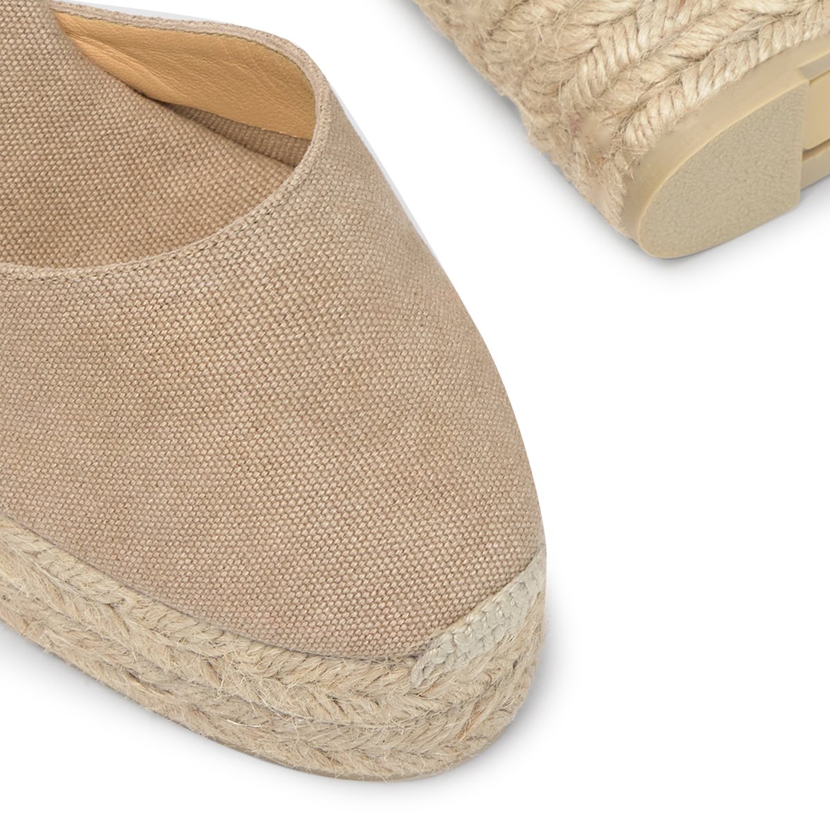 Espadrille compensée en coton organique à lacets CARINA EXTRA PLATFORM sable, CASTANER