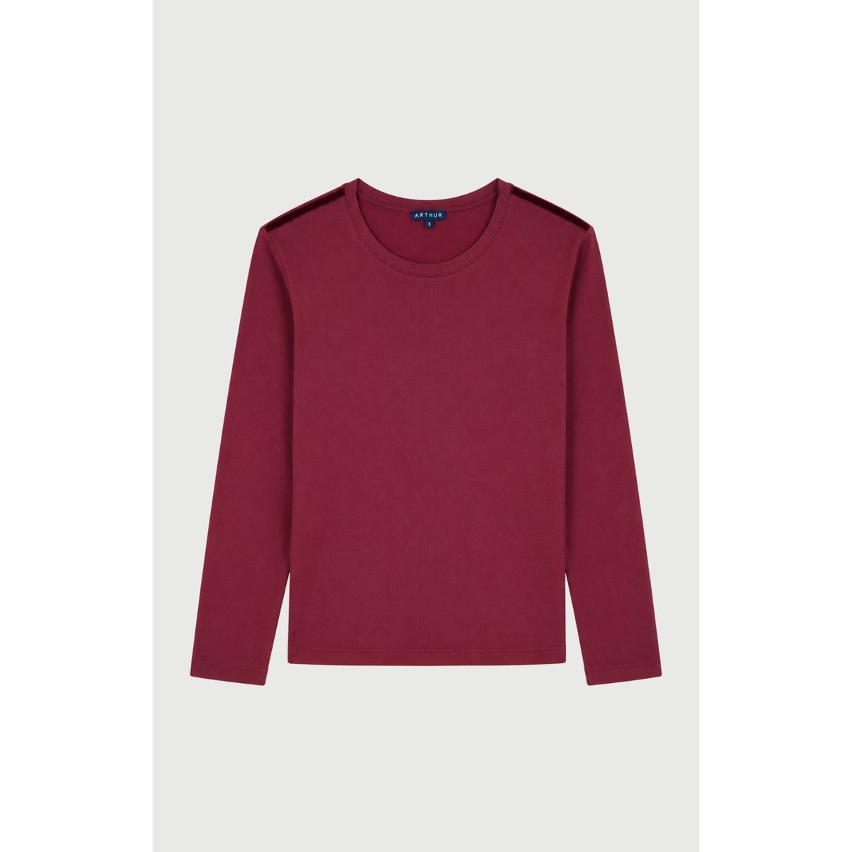 Tee-shirt manches longues en jersey de coton et modal couleur unie Burgundy bordeaux, ARTHUR