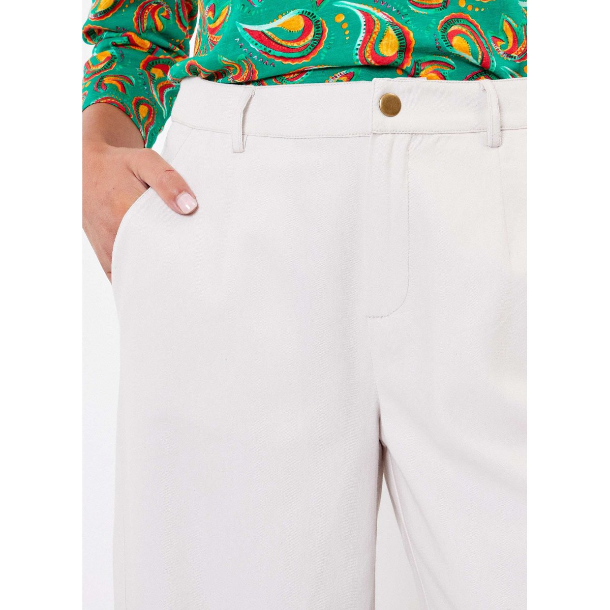 Pantalon évasé coton uni 7/8ème MEL beige sand mel, LA FIANCÉE