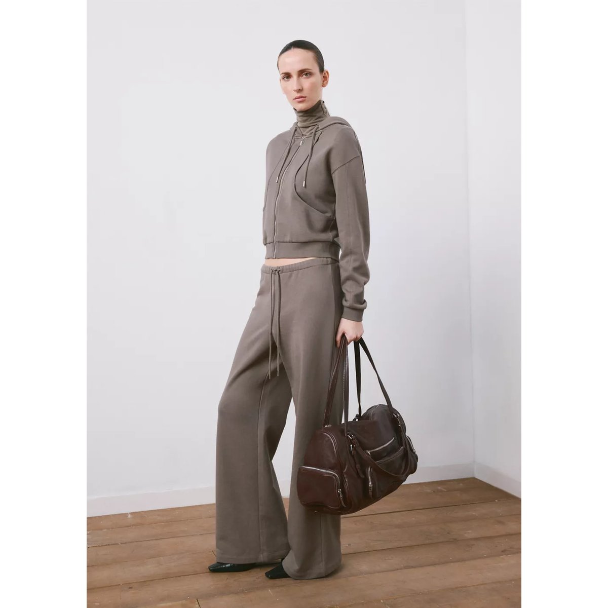 Pantalon coton taille élastique gris, MANGO