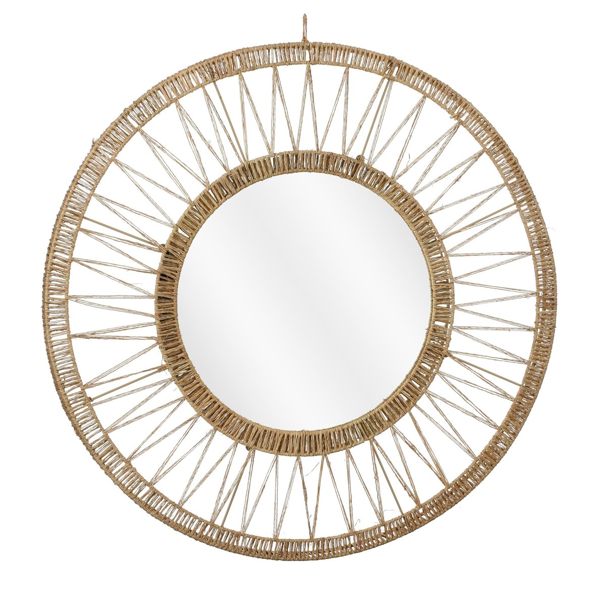 Miroir en jute tressée LUDY marron clair, MICA DECORATIONS