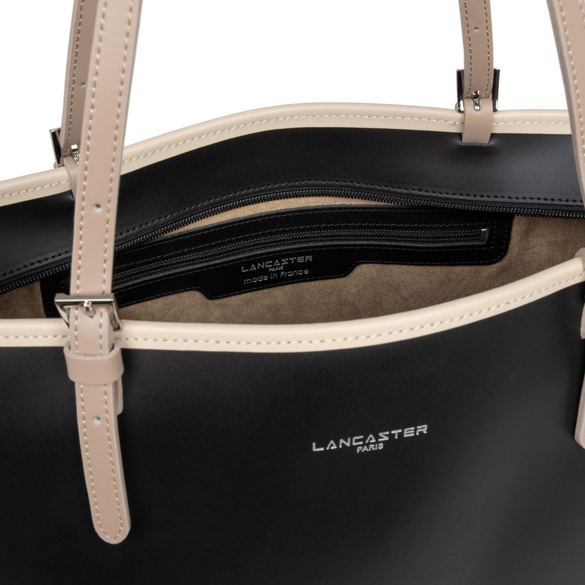 Sac cabas cuir SMOOTH noir - nude clair - nude foncé, LANCASTER