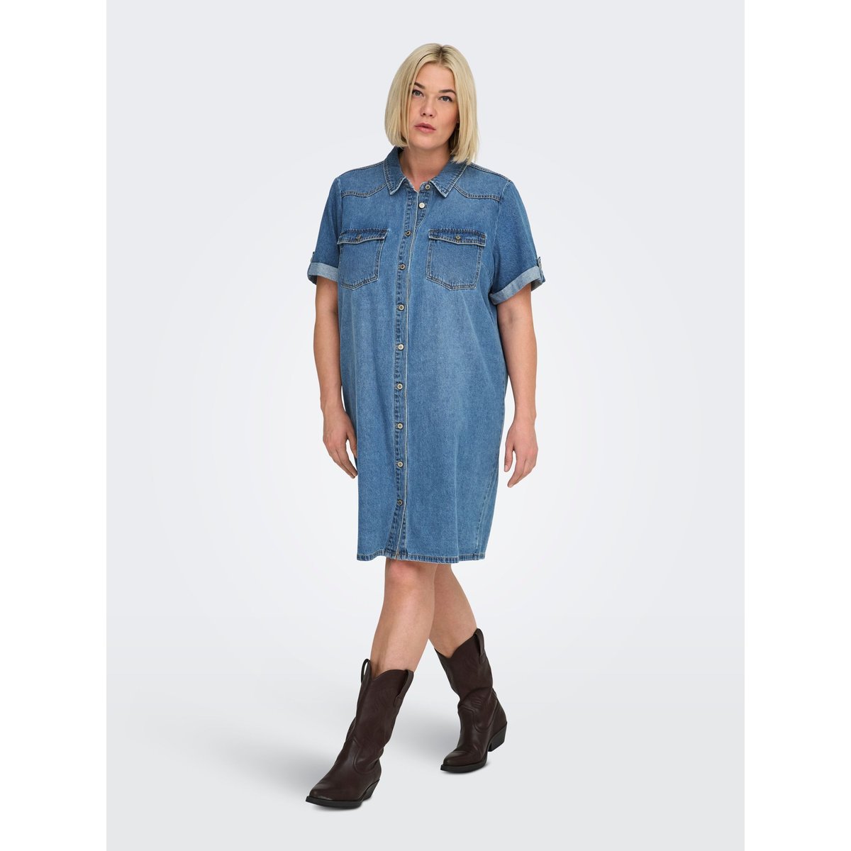 Robe En Denim medium blue denim, ONLY CARMAKOMA