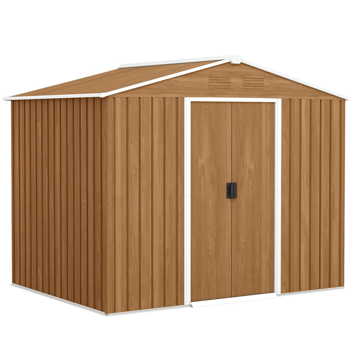 Abri de jardin Acier galvanisé Marron marron foncé effet bois, OUTSUNNY