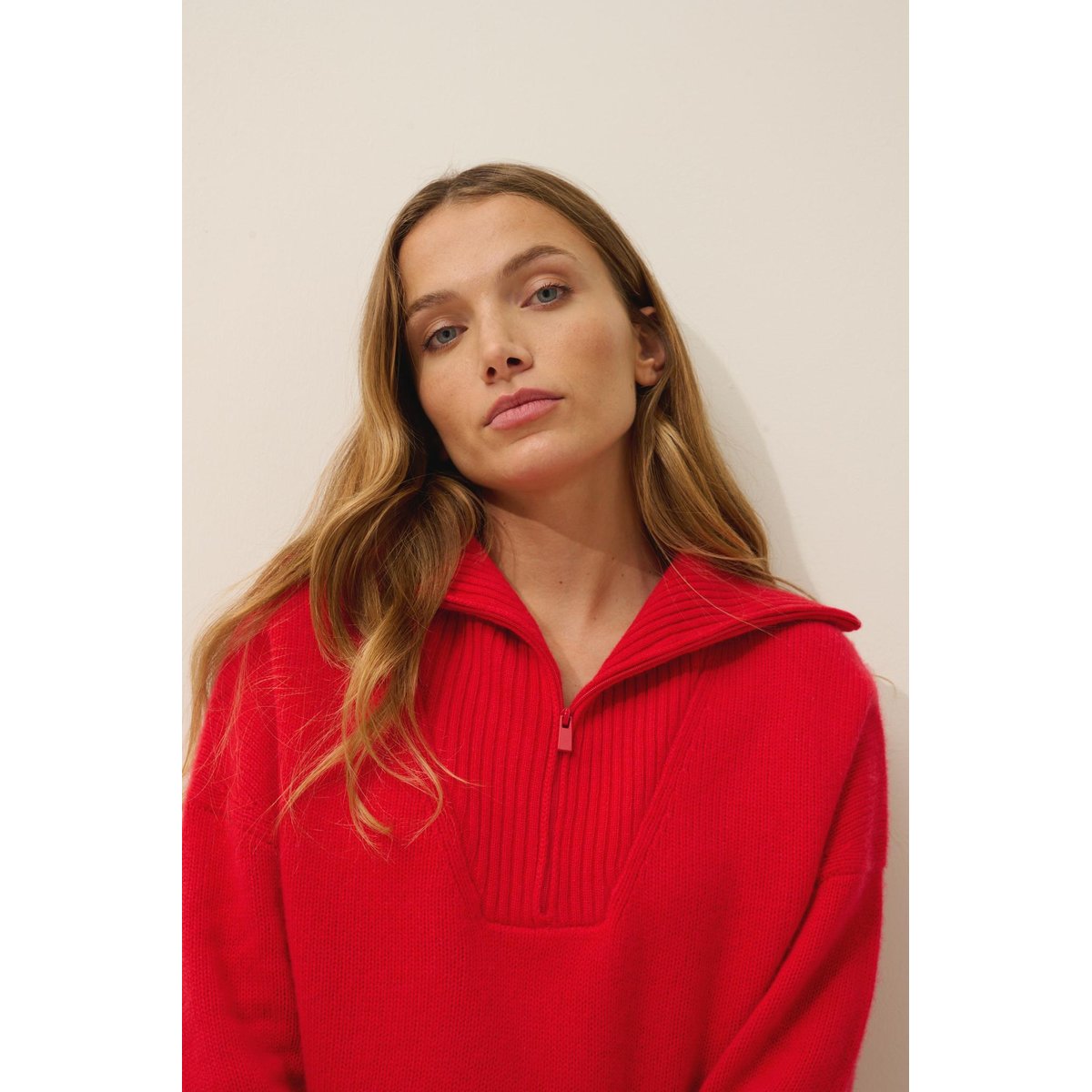 Pull Camionneur 6 Fils Carmin Akar rouge, JUST CASHMERE