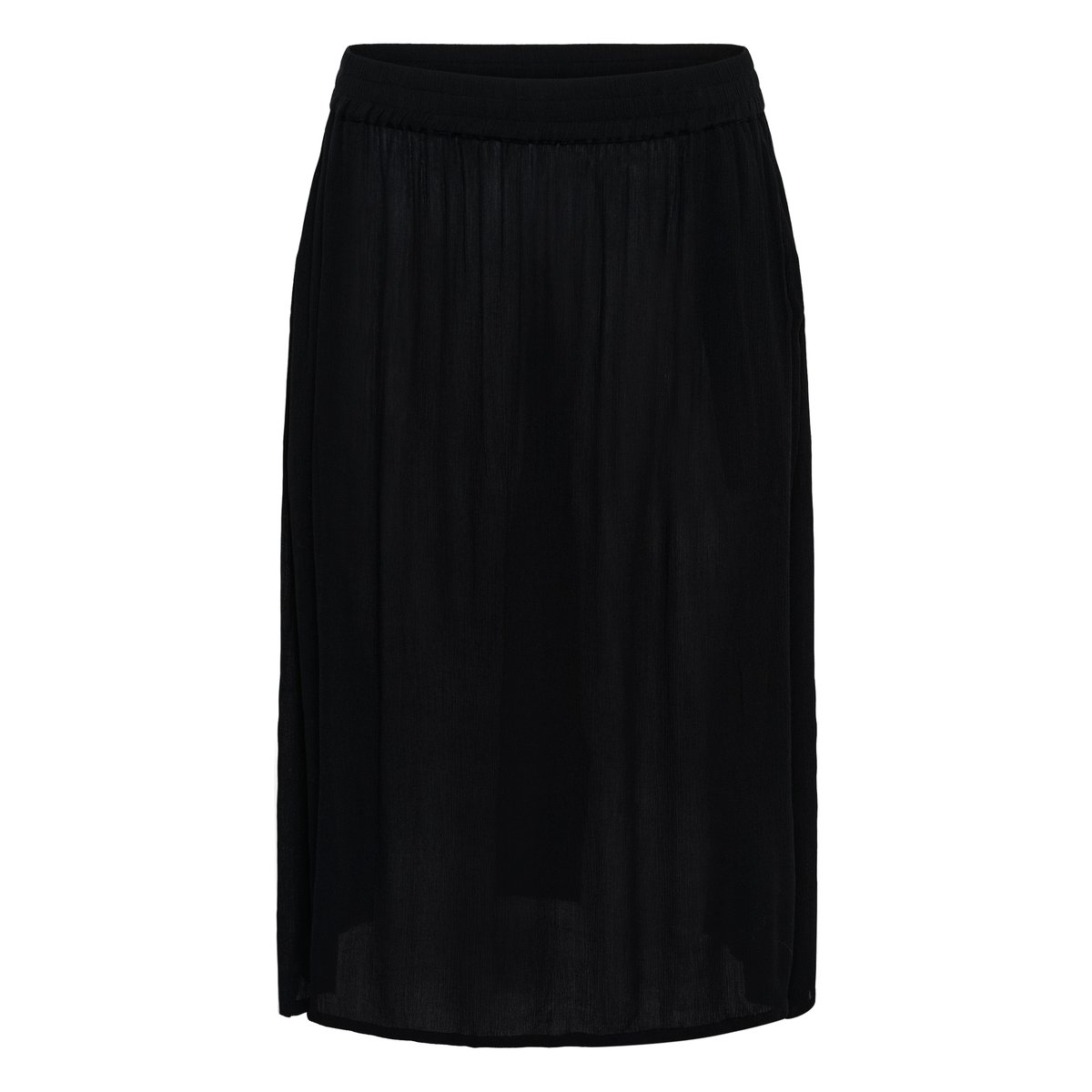 Jupe midi, taille elastiquée noir, KAFFE CURVE