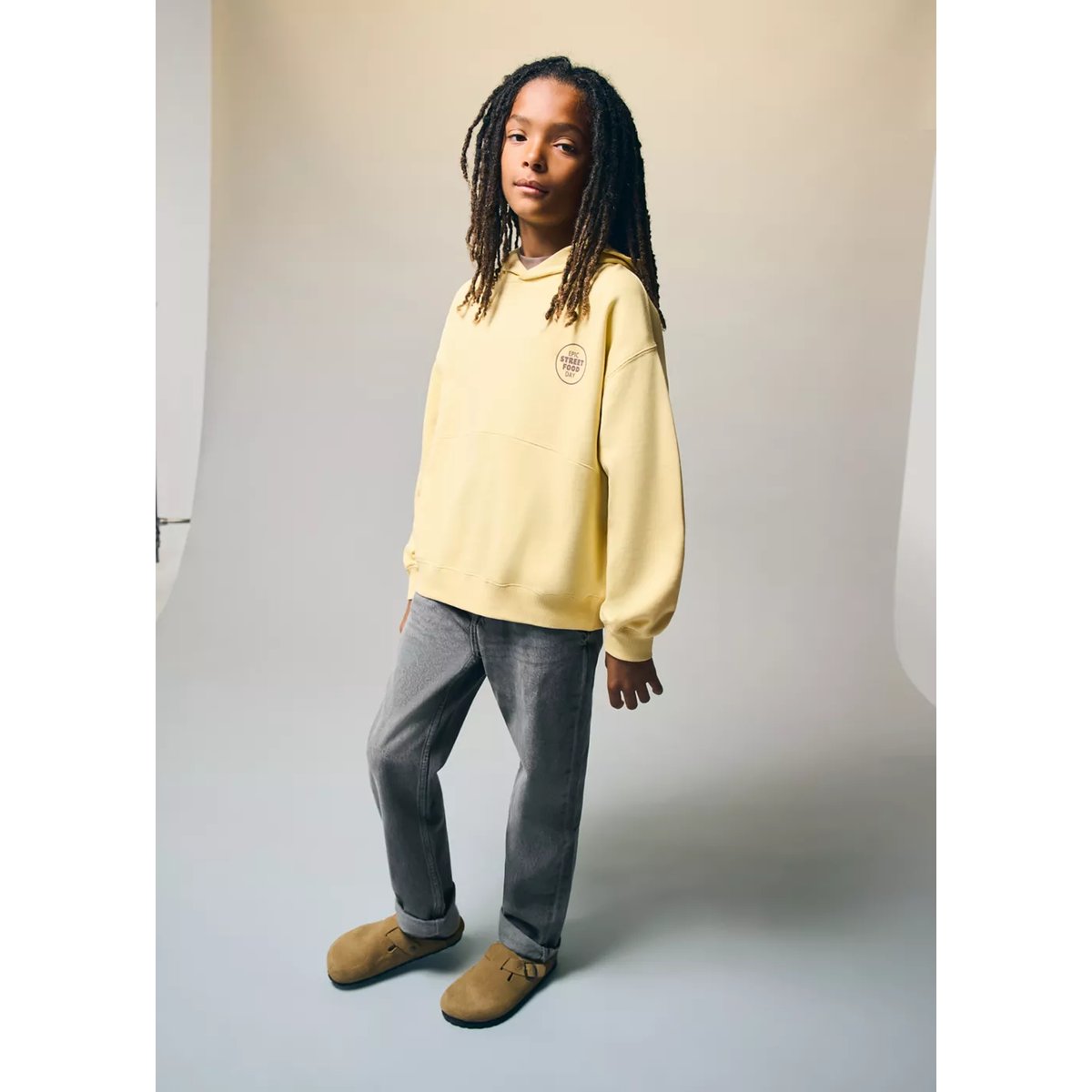 Sweat à capuche coupe balloon jaune, MANGO KIDS