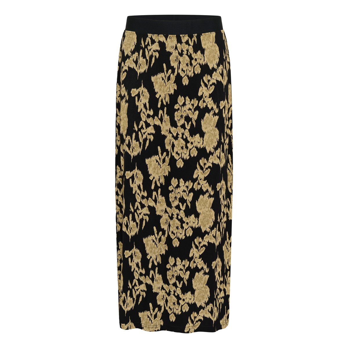 Skirt noir black/big yellow flowers, KAFFE