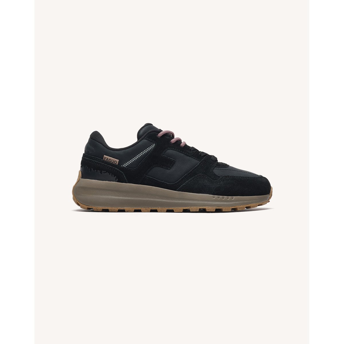 Baskets running en cuir noir, FAGUO