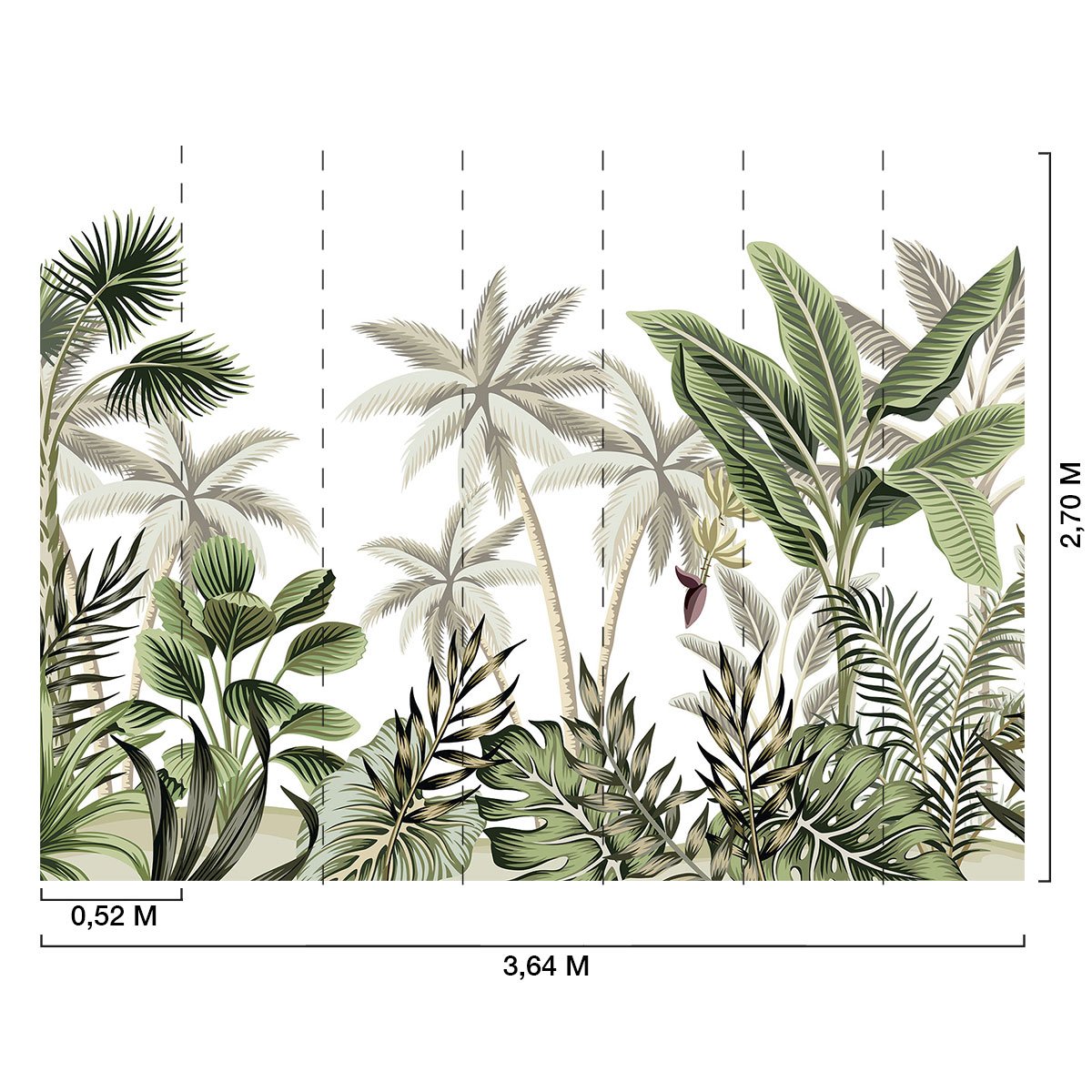 Papier peint panoramique jungle cacao intissé, HEXOA