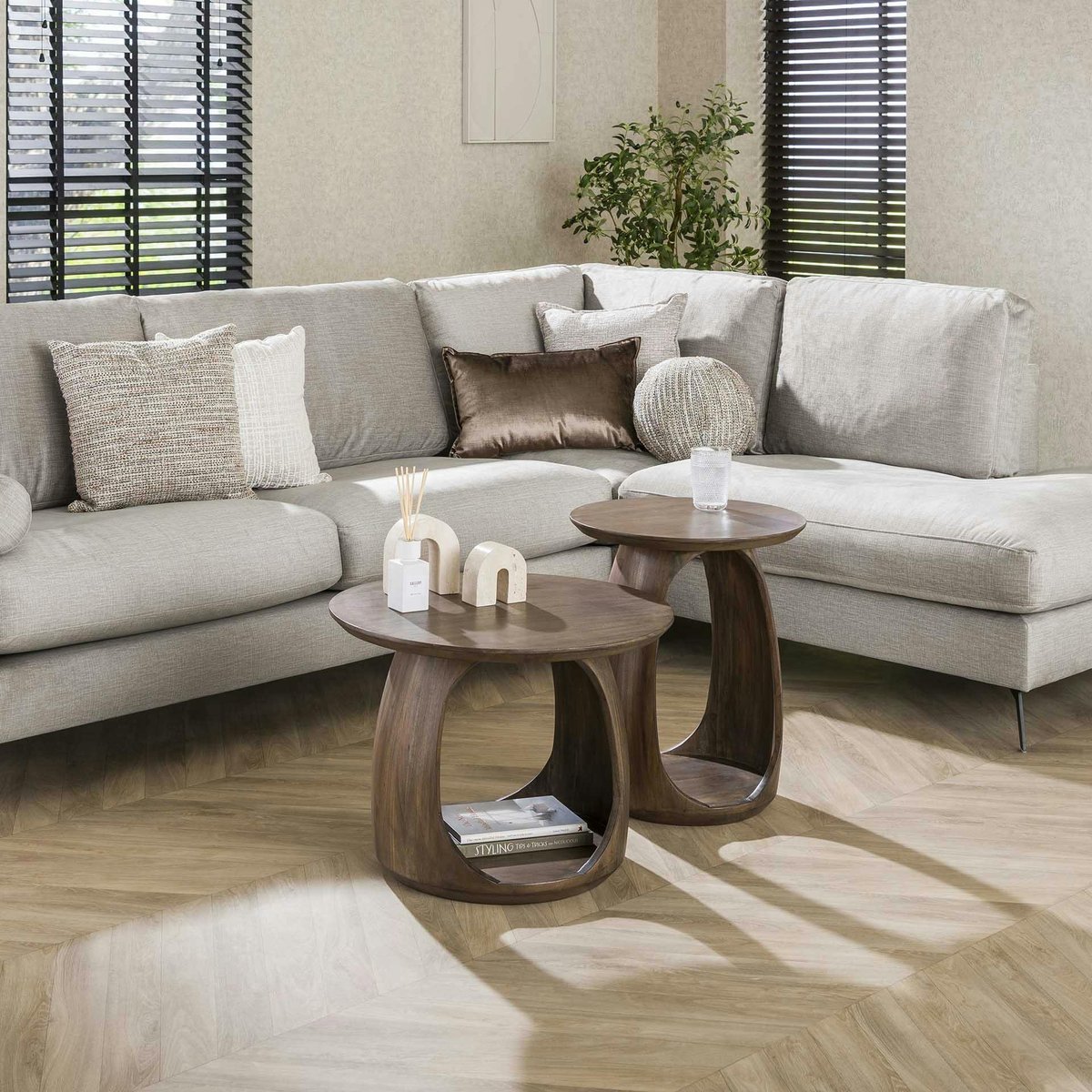 Table d’appoint bois brun – rangement intégré, 46 cm MYSORE marron, PIER IMPORT