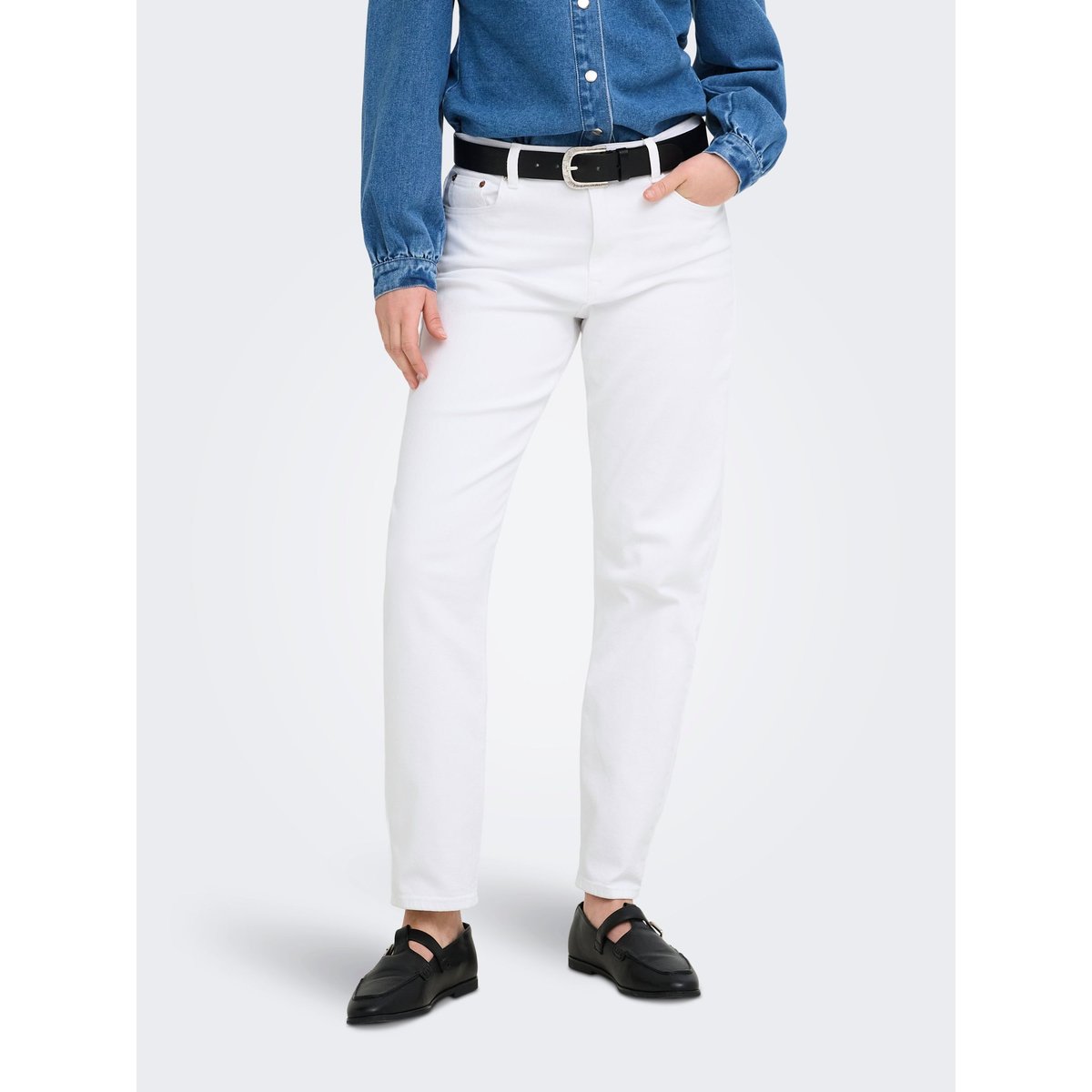 Jean Coupe Droite white, ONLY