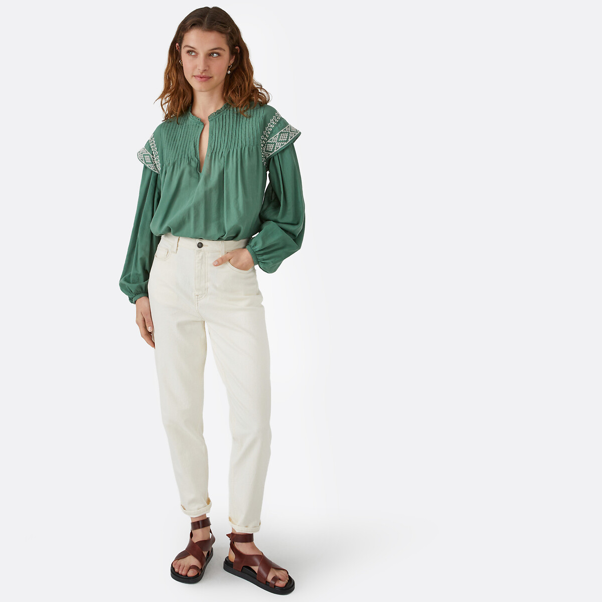 Keilabsatzsandalen aus Leder mit Riemchen dunkelbraun, LA REDOUTE COLLECTIONS