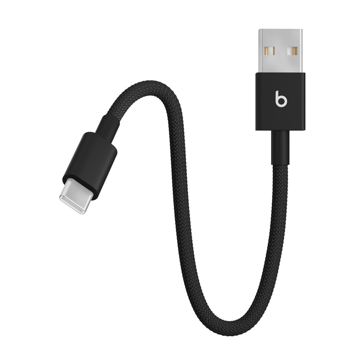 Câble de charge tissé court USB-A vers USB-C  20 cm Noir couleur unique, BEATS BY DR,DRE
