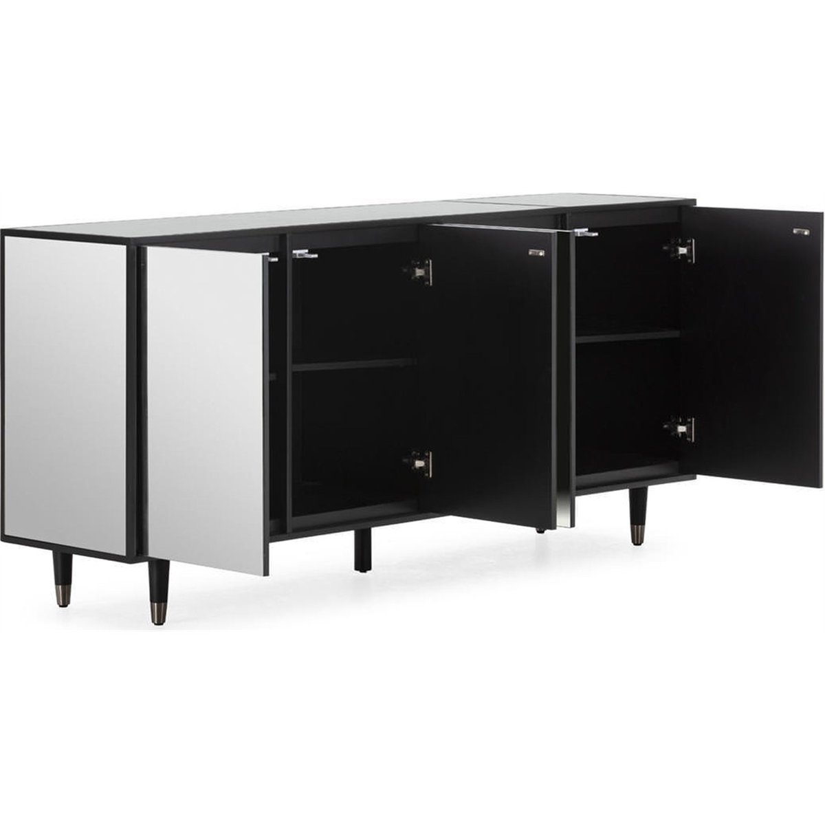 Buffet contemporain à façades miroir noir et miroir, RECOLLECTION