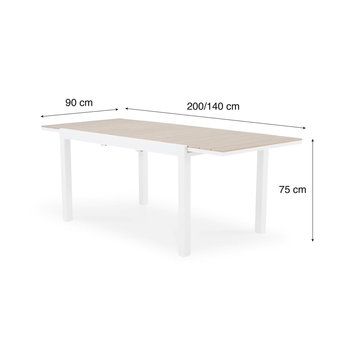 Table à manger, extensible, aluminium, OSAKA blanc, DEFORA HOME