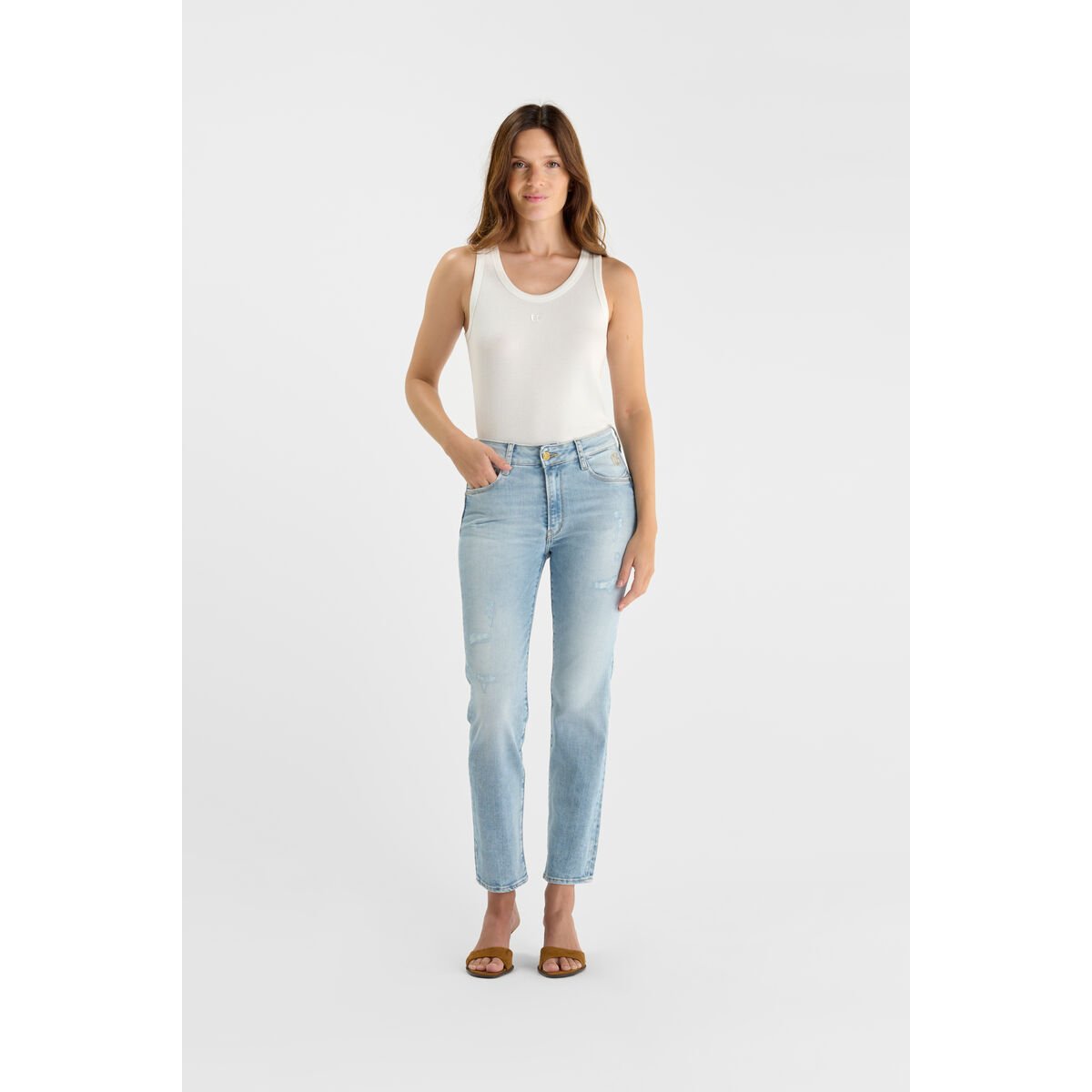 Jeans push-up droite taille haute PULP, 7/8ème blue, LE TEMPS DES CERISES