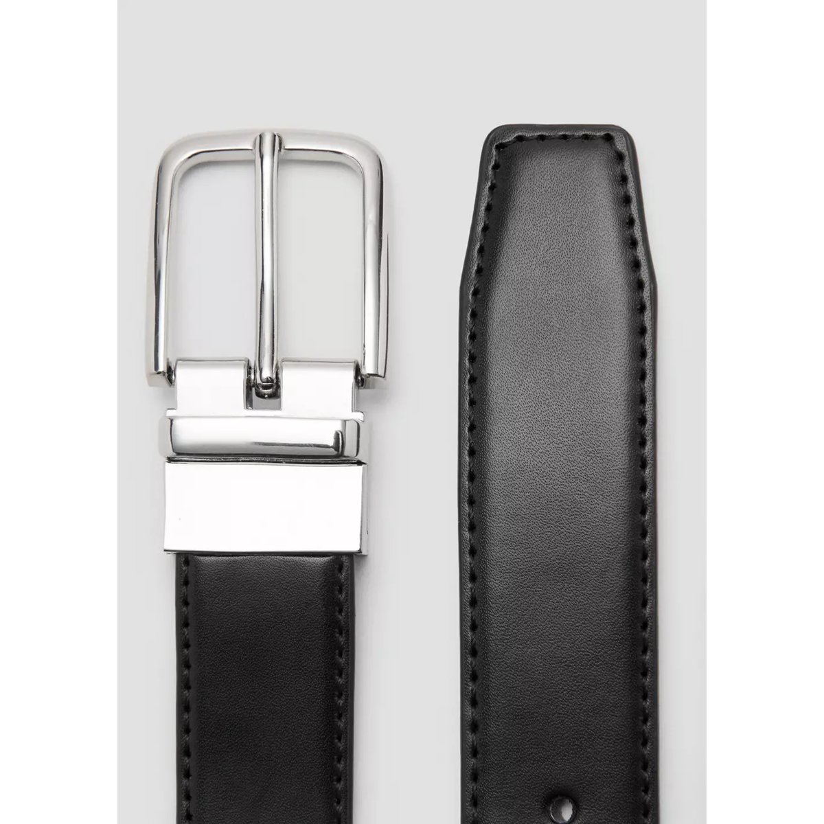 Ceinture habillée en cuir réversible noir, MANGO MAN