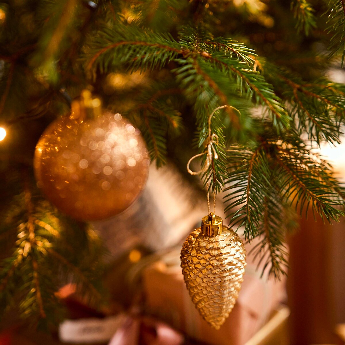 Lot de 6 pommes de pin de Noël à suspendre, Caspar or, LA REDOUTE INTERIEURS