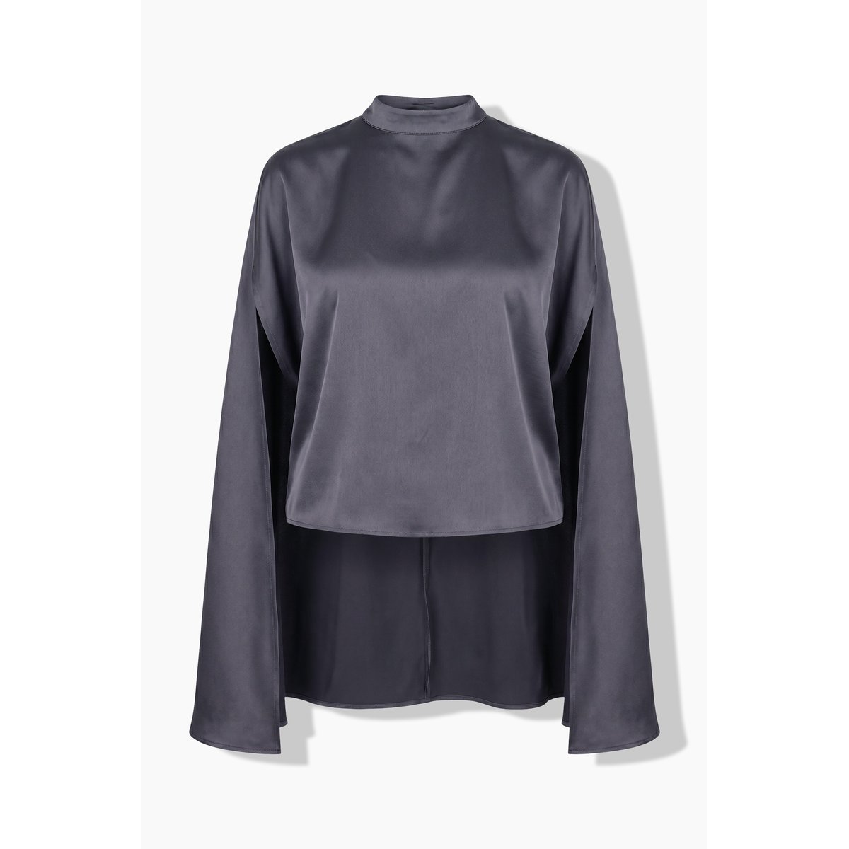 Blouse-cape en satin, coupe oversize asphalte, ULLA POPKEN