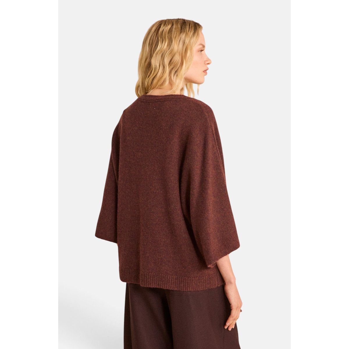 Pull à manches 3/4 en cachemire CODY aubergine, Maison 123