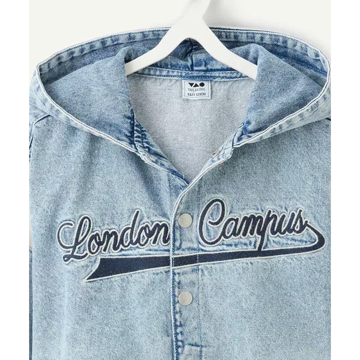 Giacca con cappuccio in denim denim, TAPE A L'OEIL