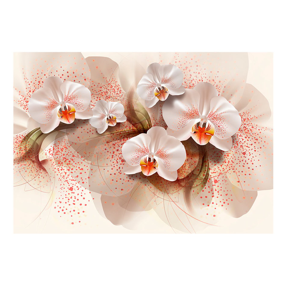 Papier peint intissé panoramique Fleurs Pale yellow orchids blanc, EDEN