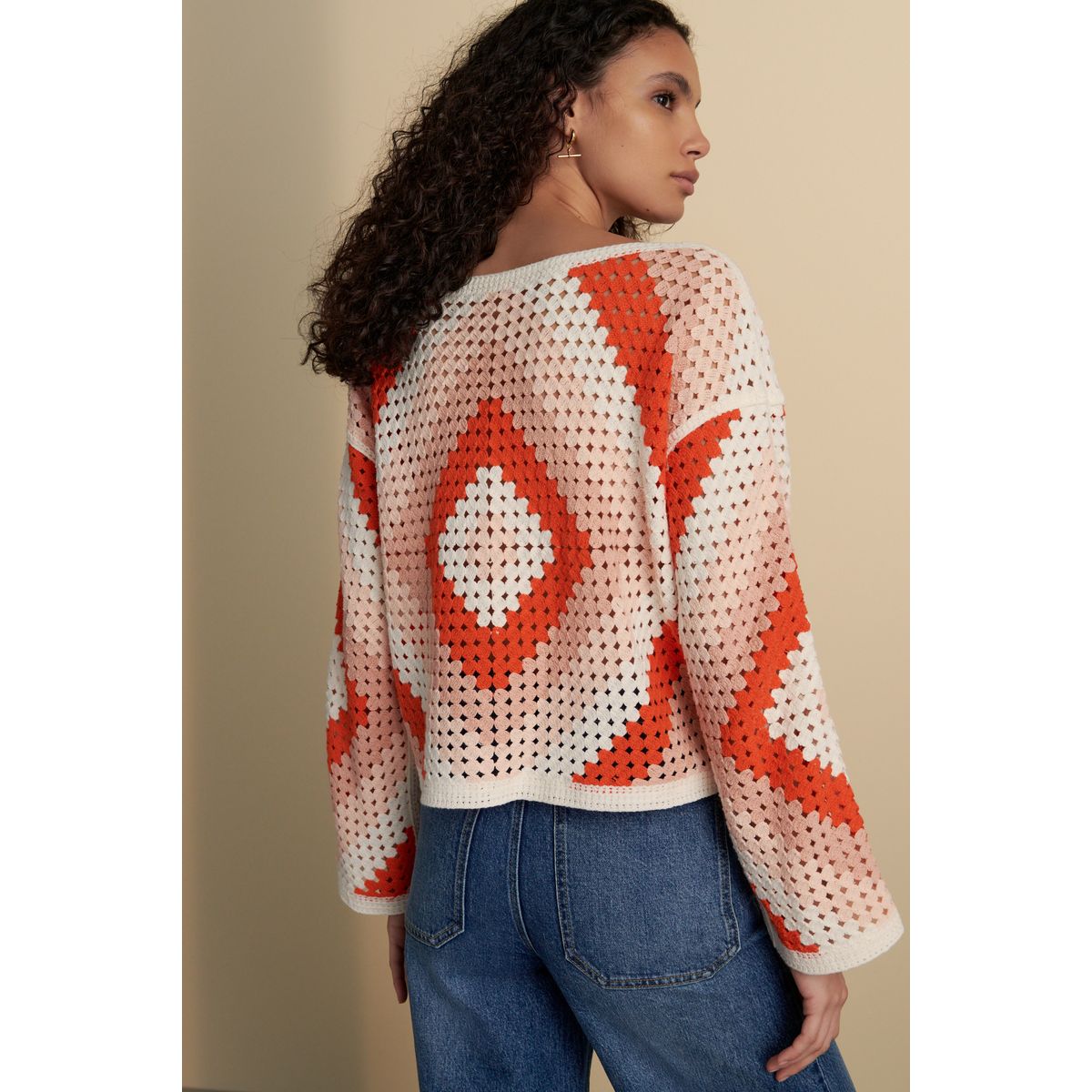 Pull crochet orange neutre, NEXT