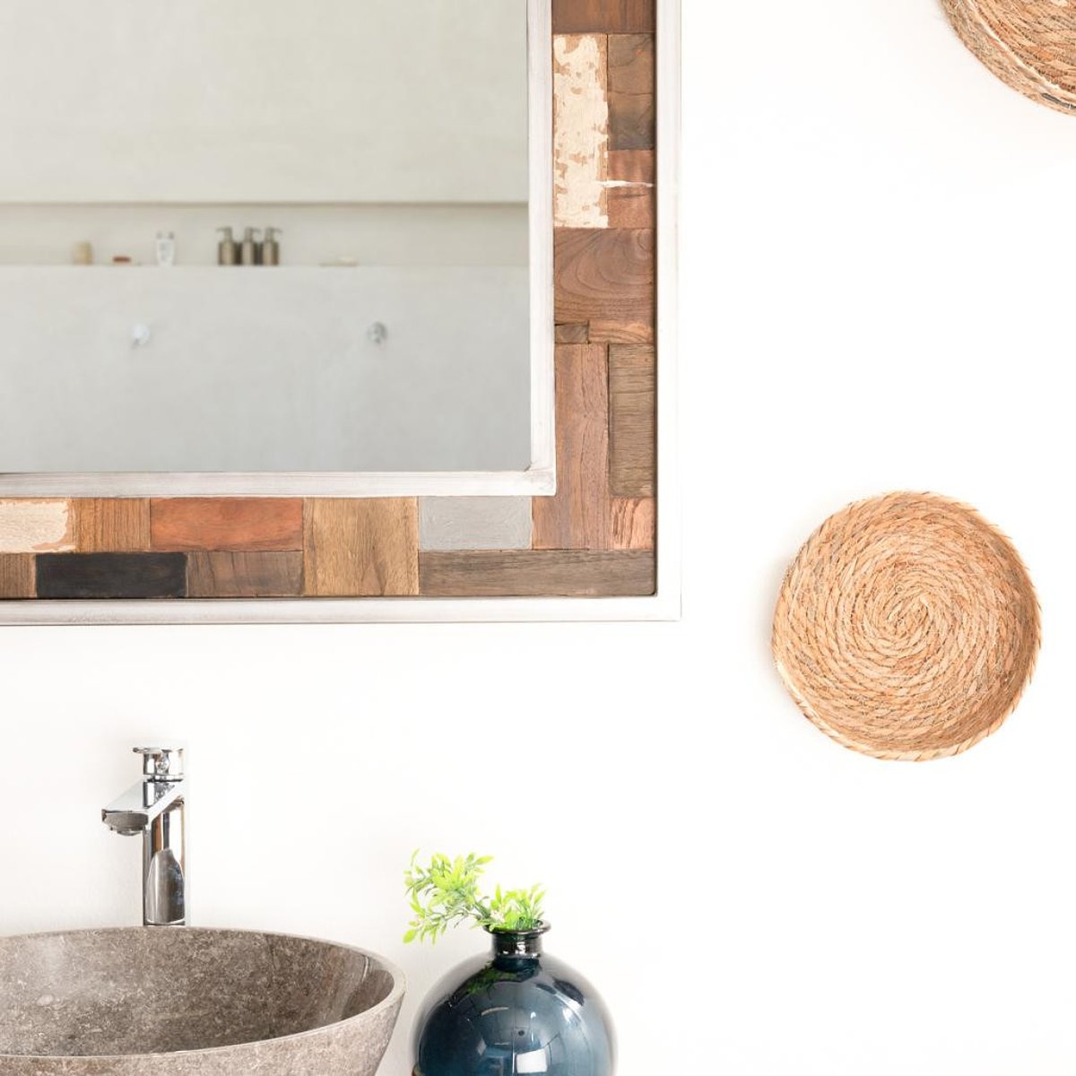 Grand miroir de bois métal rectangle 140x70 FACTORY naturel, WANDA COLLECTION