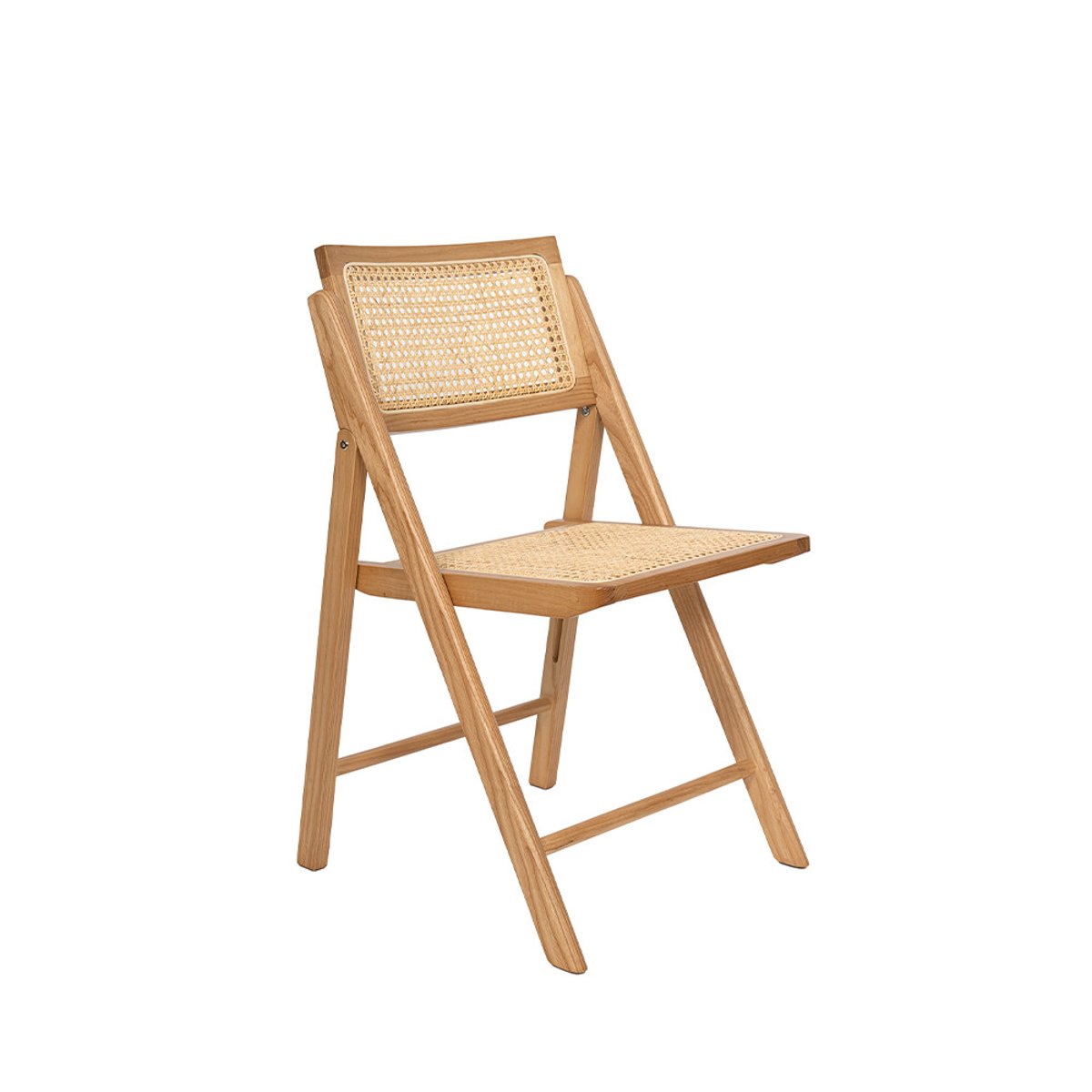 Chaise pliante en cannage et bois- PAULA bois clair, DRAWER