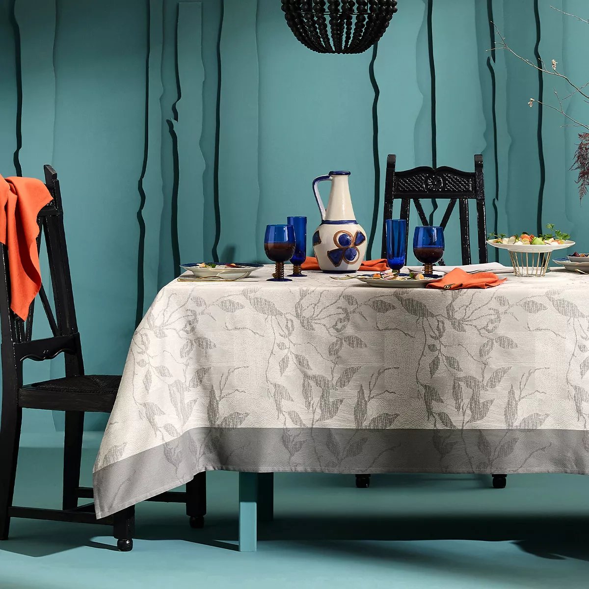 Nappe pur coton enduit MILLE PRUNUS silver, GARNIER THIEBAUT