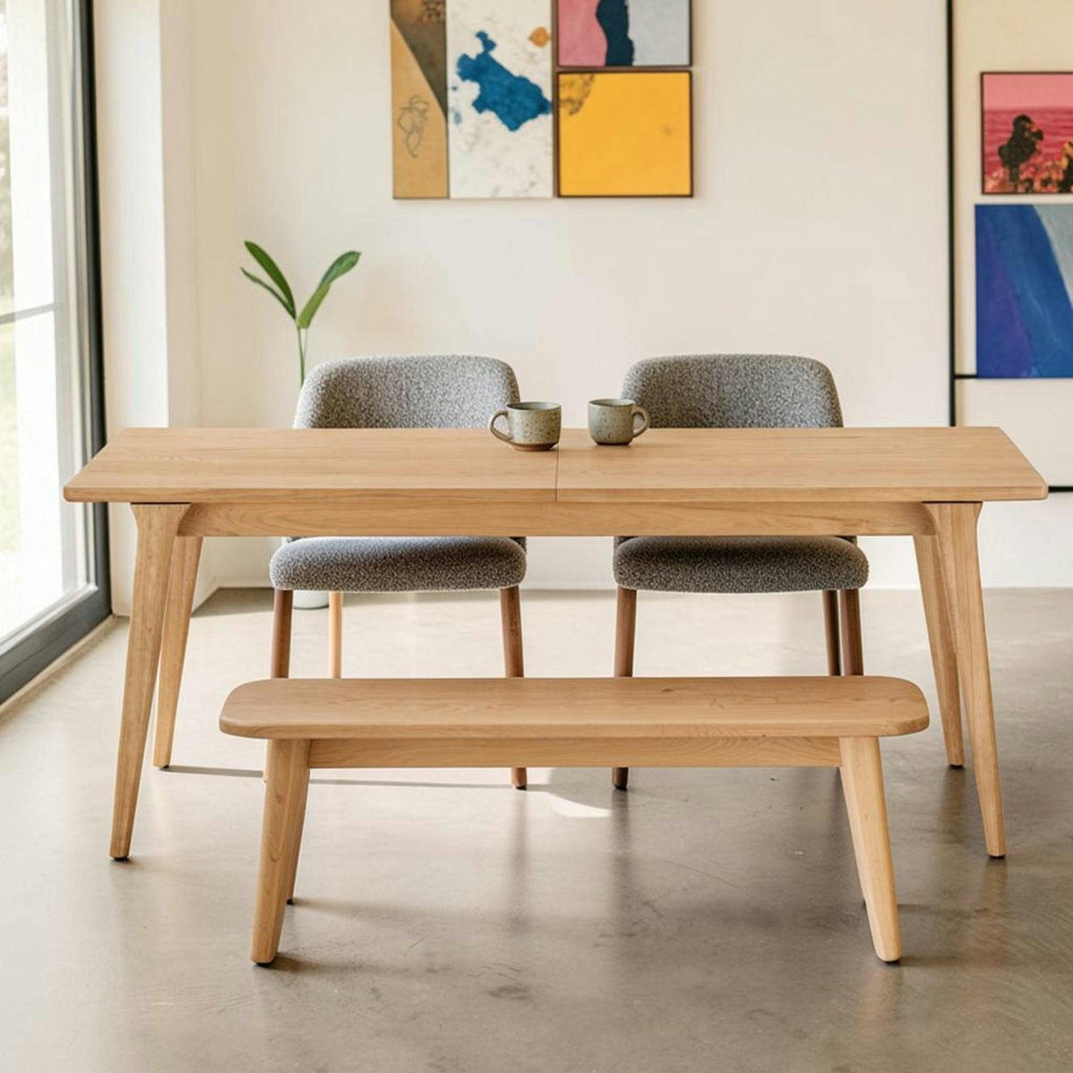 Table plaqué chêne extensible 10/12 places KALKIE chêne clair, PIER IMPORT